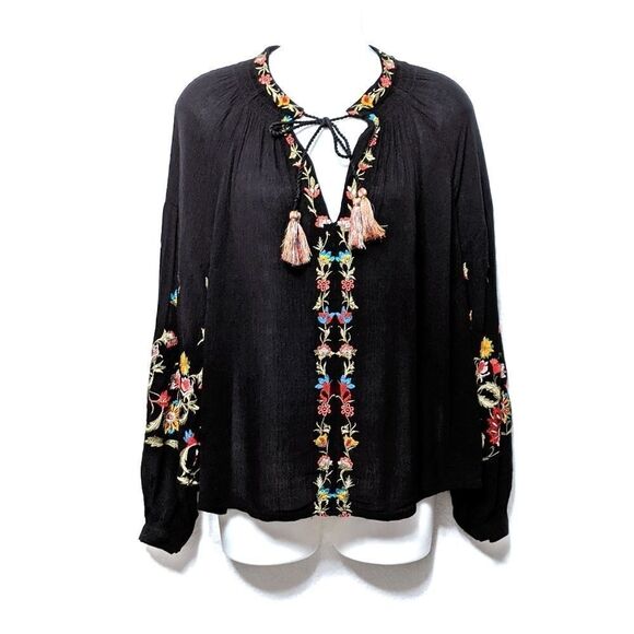 Anthropologie MAEVE Lanie Floral Embroidered Peasant Top S - Picture 2 of 12
